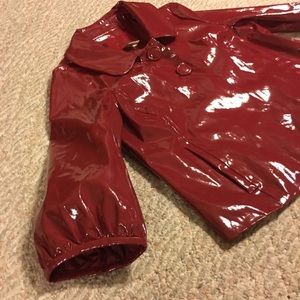 red MOD patent faux leather VTG jacket